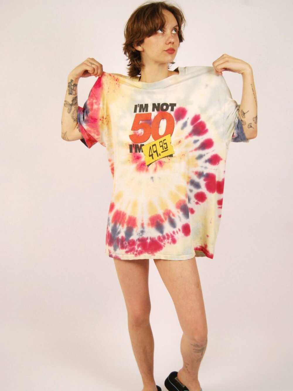 90s Tie Dye T-Shirt (XL) blue red vintage mens 50 year old gift funny hippie